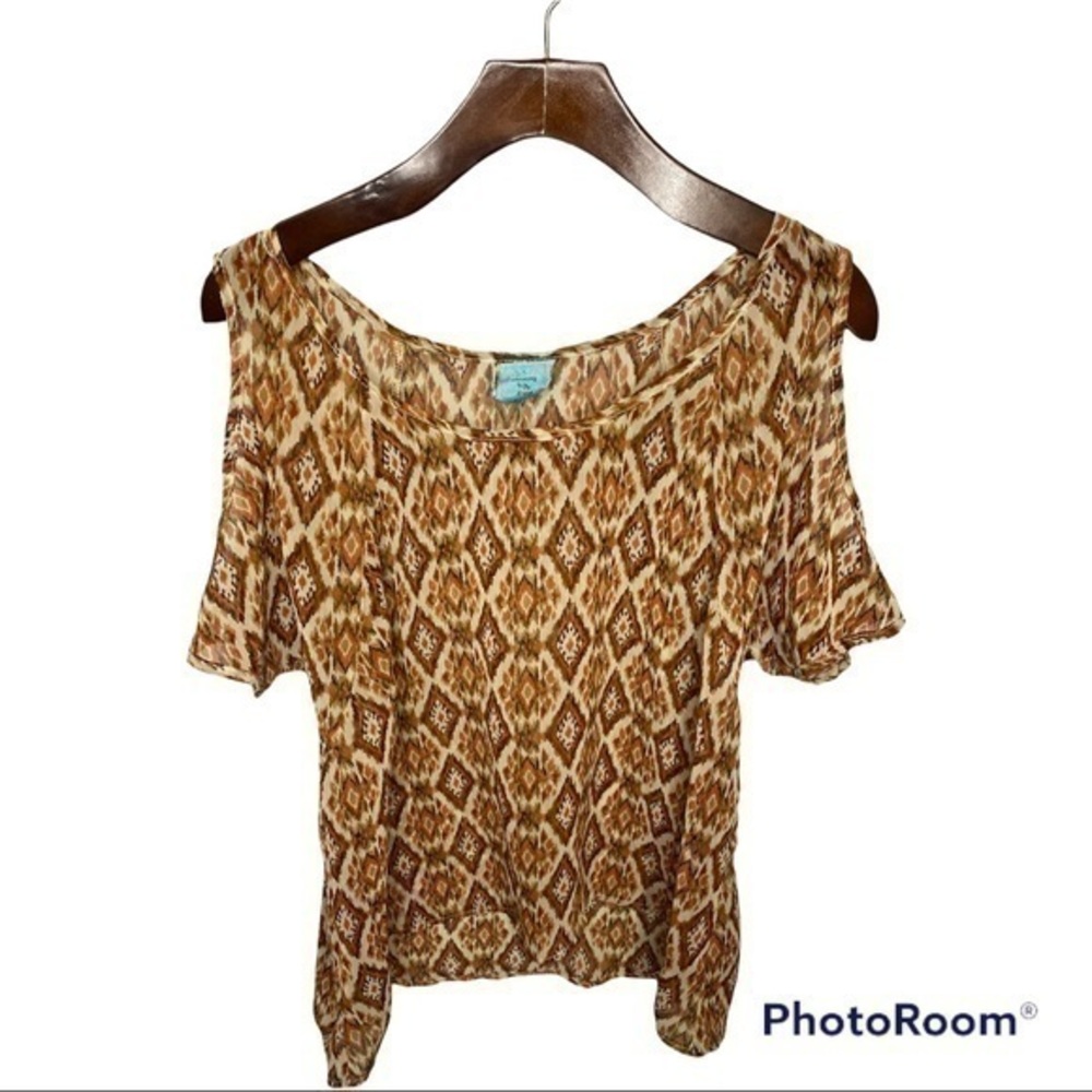 Happening in the Present Cold Shoulder Sheer Blouse